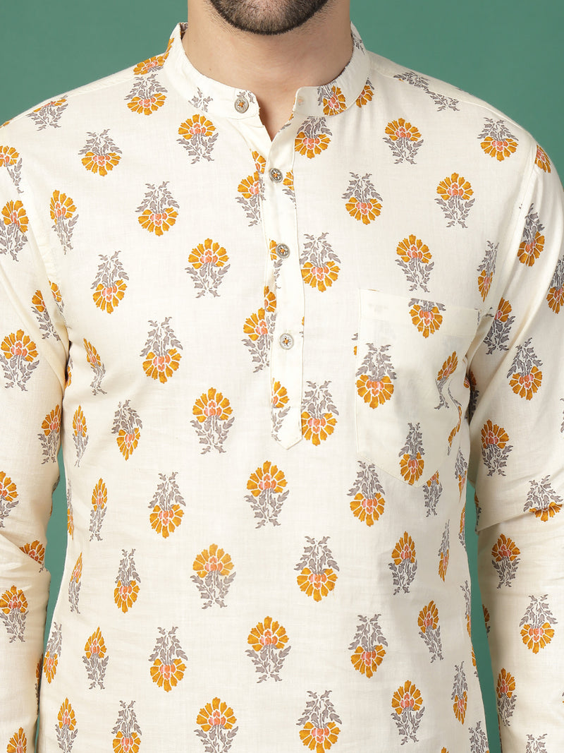 Ivory Crest Men’s Classic Printed Kurta -Zoom