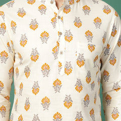 Ivory Crest Men’s Classic Printed Kurta -Zoom