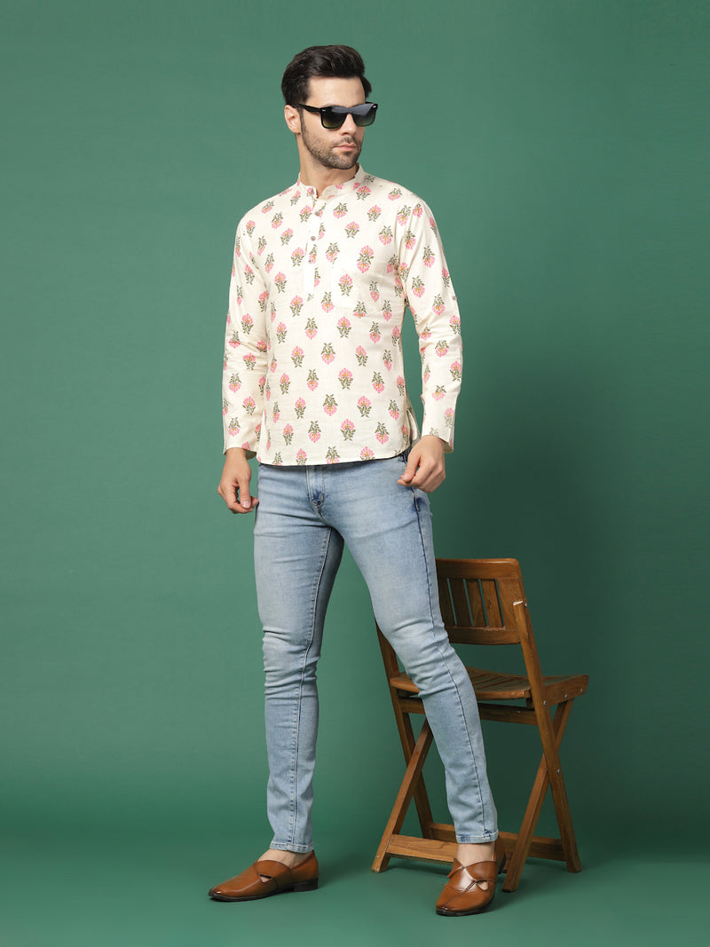 Snowveil Men’s Contemporary Printed Kurta - Full