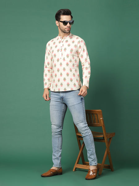 Snowveil Men’s Contemporary Printed Kurta - Full