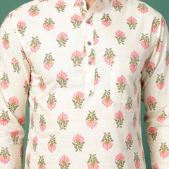 Snowveil Men’s Contemporary Printed Kurta - Zoom