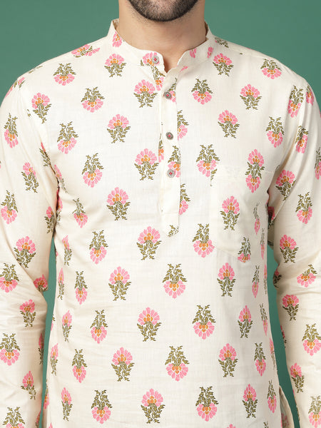 Snowveil Men’s Contemporary Printed Kurta - Zoom