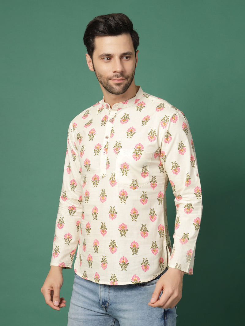 Snowveil Men’s Contemporary Printed Kurta - side