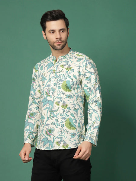 Casual wear white floral printed shirt
