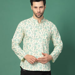 Front view of men printed ethnic shirt
