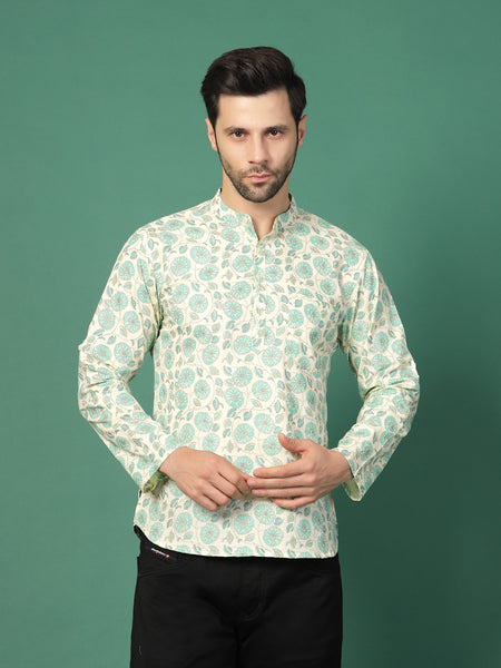 Front view of men printed ethnic shirt

