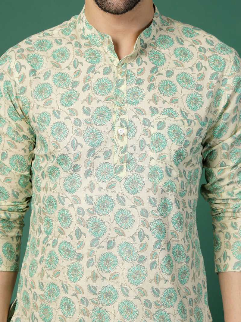 Close view of men printed ethnic shirt
