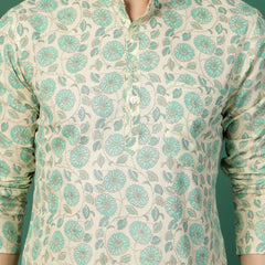 Close view of men printed ethnic shirt
