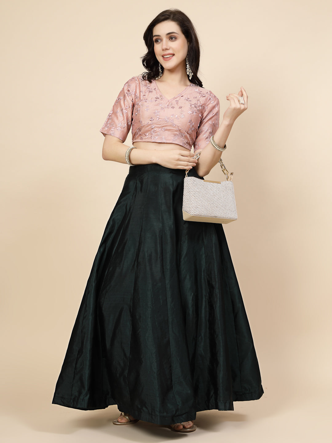 Women Peach Color Embroidery Top