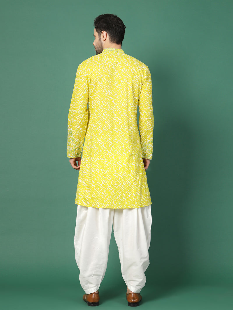 Back view lime green ethnic kurta
