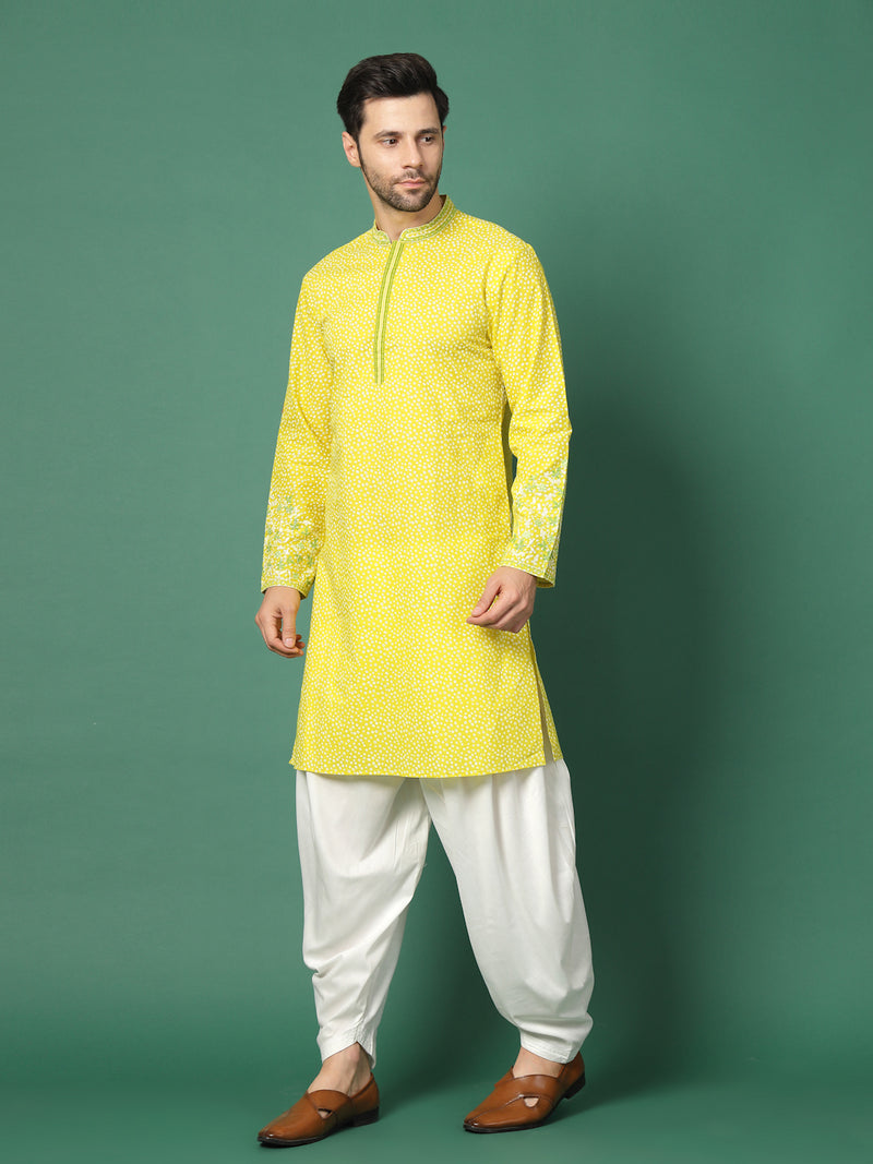Festive wear lime green kurta
