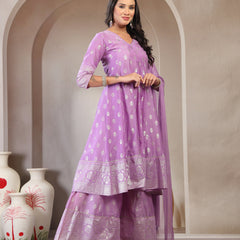 Women Printed Kurta & Sharara with Dupatta Set