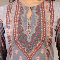 Women Printed Keyhole Neck Kurta & Trousers with Dupatta Set
