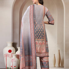 Women Printed Keyhole Neck Kurta & Trousers with Dupatta Set