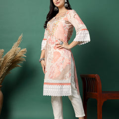 Women Multi-Color Embroidered Straight Kurta