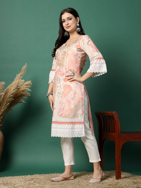 Women Multi-Color Embroidered Straight Kurta