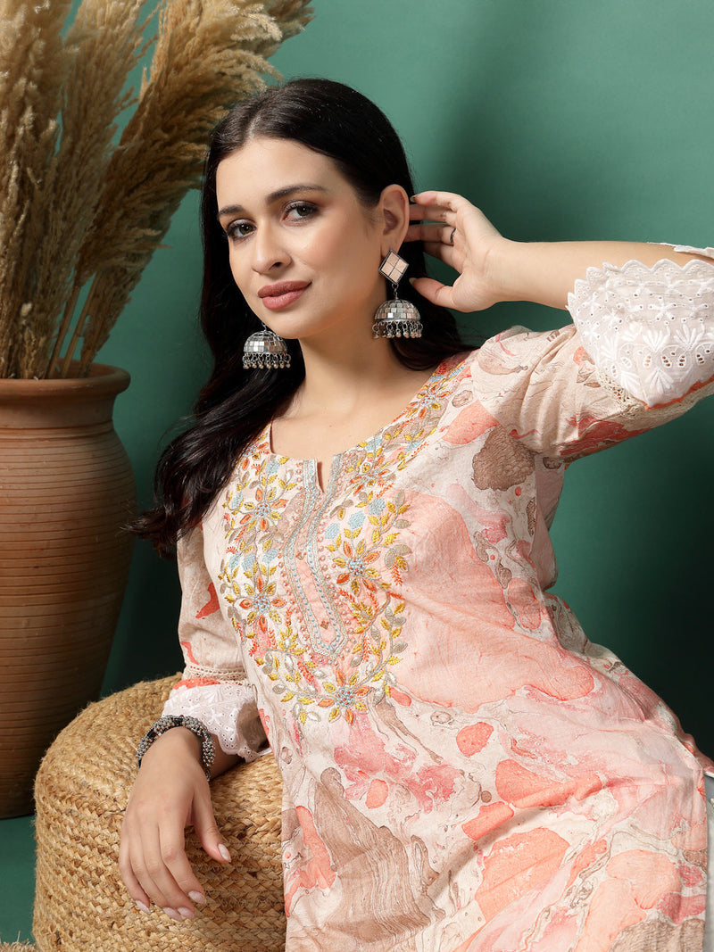 Women Multi-Color Embroidered Straight Kurta