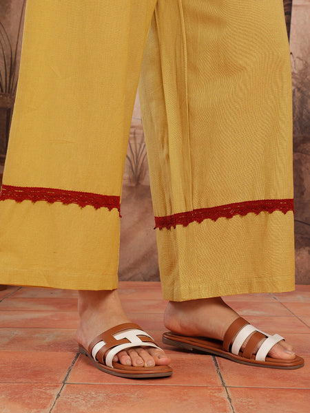 Ivory Grace Embroidered Cotton Tunic Palazzo Set