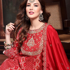Women Red Viscose Rayon Kurta Sets