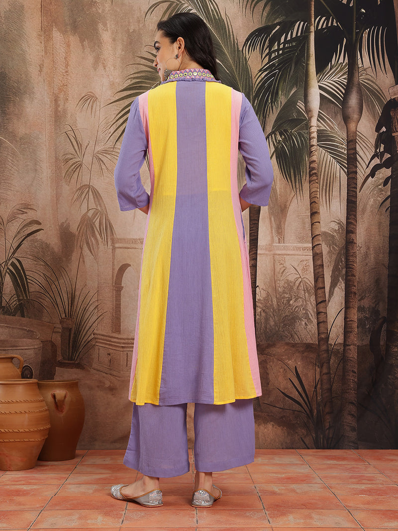 Azure Charm Embroidered Cotton Kurta Trouser Set