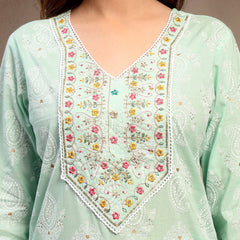 Women Green Pure Cotton Kurta Sets