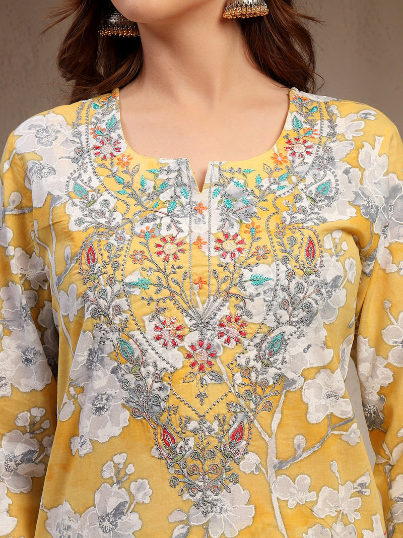 Women Yellow Pure Cotton Kurta Sets