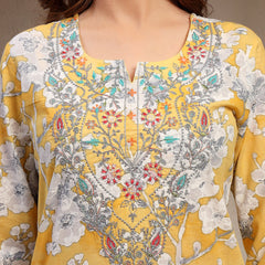 Women Yellow Pure Cotton Kurta Sets