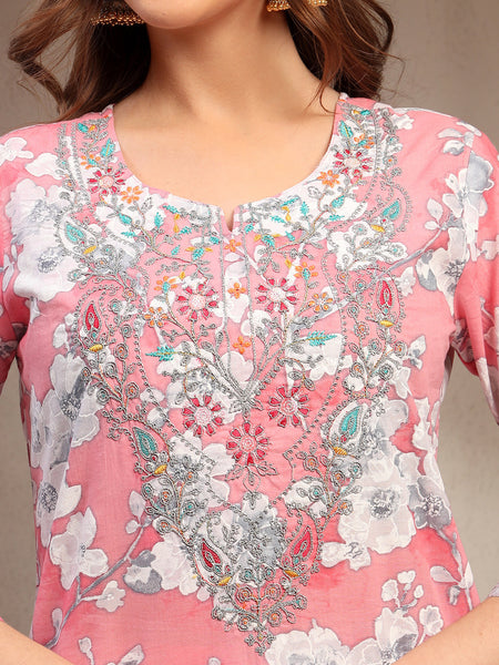 Women Peach Pure Cotton Kurta Sets