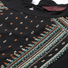 Women black embroidered cotton top

