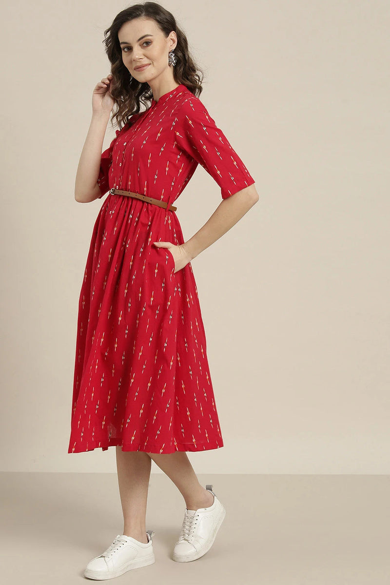 lightweight breathable cotton red dress women