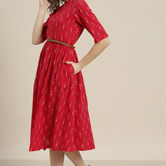 lightweight breathable cotton red dress women
