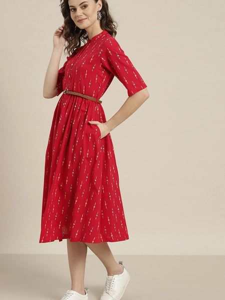 lightweight breathable cotton red dress women