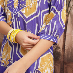 Women Blue Printed Kurta Palazzo Set