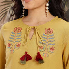 Ivory Grace Embroidered Cotton Tunic Palazzo Set