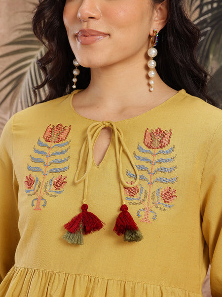 Ivory Grace Embroidered Cotton Tunic Palazzo Set