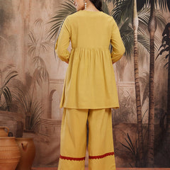Ivory Grace Embroidered Cotton Tunic Palazzo Set