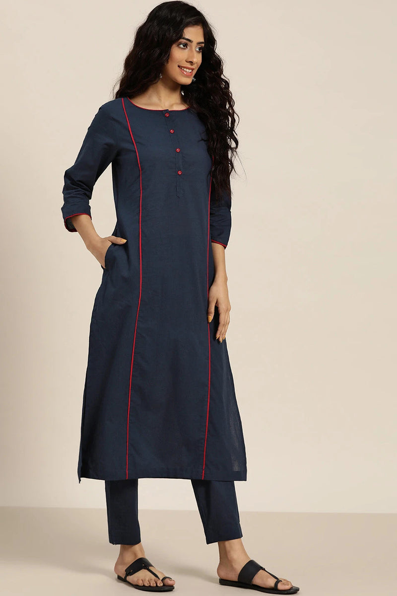 Side view cotton kurta set women
