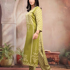 Women Green Printed Rayon Kurta Palazzo Set
