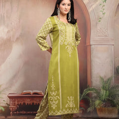 Women Green Printed Rayon Kurta Palazzo Set
