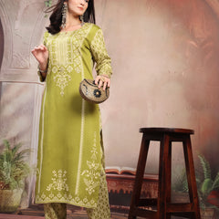 Women Green Printed Rayon Kurta Palazzo Set