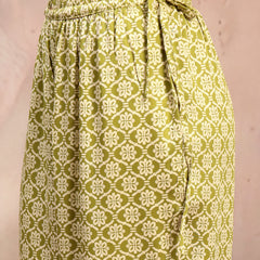 Women Green Printed Rayon Kurta Palazzo Set
