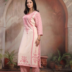 Women White Printed Rayon Kurta Palazzo Set
