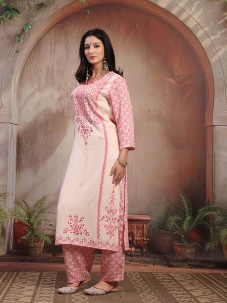 Women White Printed Rayon Kurta Palazzo Set