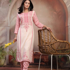 Women White Printed Rayon Kurta Palazzo Set