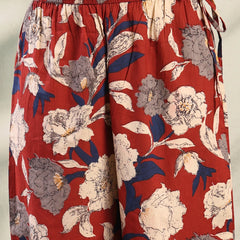 Women Maroon Embroidered Kurta Palazzo Set