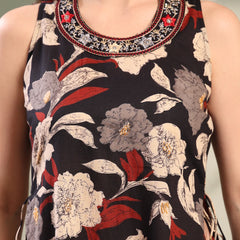 Black Embroidered Kurta Palazzo Set for Women