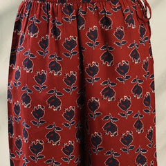 Girl Maroon Embroidered Kurta Palazzo Set