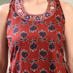 Girl Maroon Embroidered Kurta Palazzo Set