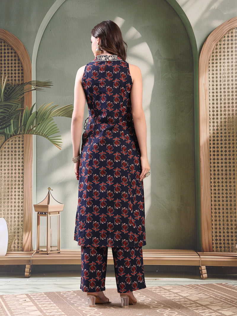 Lady Blue Embroidered Kurta Palazzo Set