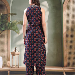 Lady Blue Embroidered Kurta Palazzo Set